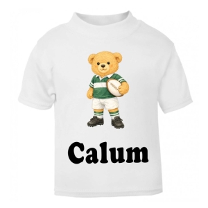 Teddy Bear Rugby Player Any Name Childrens Printed T-Shirt