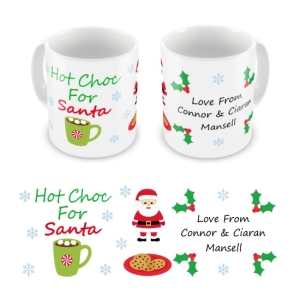 Personalised Kid's Children's 10oz Mugs / Cups - Hot Chocolate For Santa Christmas Any Message Design