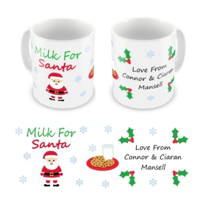 Personalised Kid's Children's 10oz Mugs / Cups - Milk For Santa Christmas Any Message Design