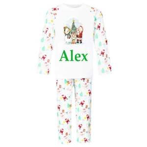 Santa Trio Christmas Any Name Childrens Pyjamas