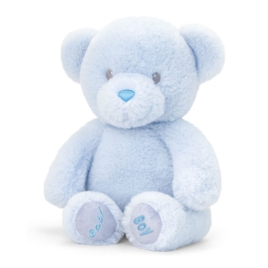 Personalised Teddy Bear - Small 8 Inch Keel Toys Eco Baby Boy Blue Teddy Bear - Printed - Any Name / Text or Custom Message