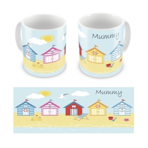 Personalised Kid's Children's 10oz Mugs / Cups - Seaside Beach Holiday Any Name Design