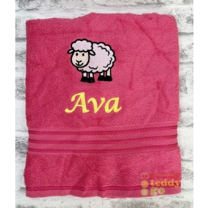 Personalised Bath Towels For Kids - Embroidered Name + SHEEP Design