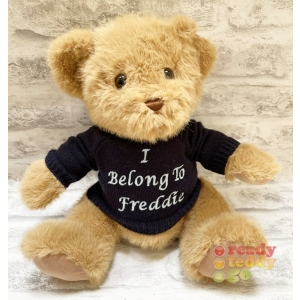 Personalised Embroidered Teddy Bears - Large 11 Inch Keel Toys Eco Sherwood Teddy Bear Unisex Boy Girl Wearing Knitted Jumper - Any Name / Text or Custom Message