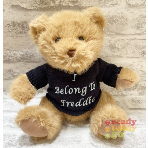 Personalised Embroidered Teddy Bears - Medium 10 Inch 25cm Keel Toys Eco Sherwood Teddy Bear Unisex Boy Girl Wearing Knitted Jumper - Any Name / Text or Custom Message