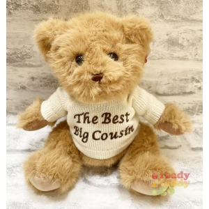 Personalised Small 8 Inch Keel Toys Eco Sherwood Teddy Bear Wearing Knitted Jumper - Embroidered - Any Name / Text or Custom Message