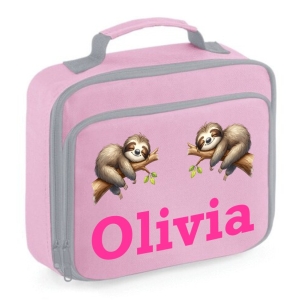 Personalised Sleeping Sloth Printed Kids Children's School Lunch Box Cooler Bag