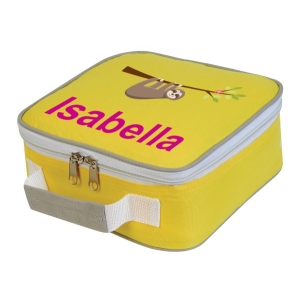 Personalised Sloth Any Name Printed Kids Children's School Lunch Box Cooler Bag
