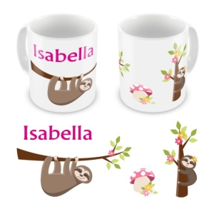 Personalised Children's 10oz Mugs / Cups - Any Kids Name Sloth Design
