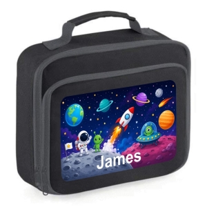 Personalised Outer Space Scene Printed Kids Children's School Lunch Box Cooler Bag