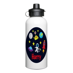 Personalised Children's 600ml Sport Water Drinks Bottle - Any Kids Name - Outer Space Scene Design