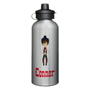 Personalised Children's 600ml Sport Water Drinks Bottle - Any Kids Name - Cowboy Design