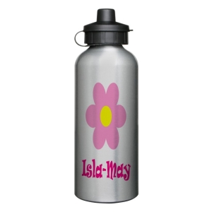 Personalised Children's 600ml Sport Water Drinks Bottle - Any Kids Name - Flower Design