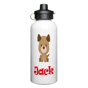 Personalised Children's 600ml Sport Water Drinks Bottle - Any Kids Name - Puppy Dog Design