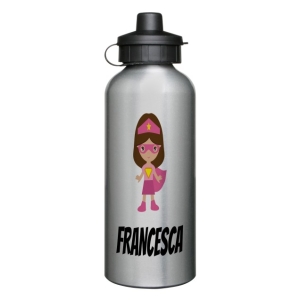 Personalised Children's 600ml Sport Water Drinks Bottle - Any Kids Name - Superhero Girl Design