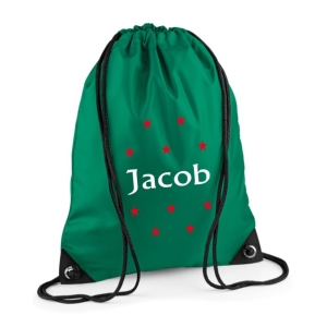 Personalised Stars Any Name Printed Kids Children's School Nursery Drawstring Bag