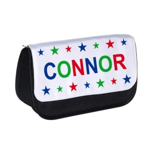 Personalised School Pencil Case For Kids Children featuring Boy Stars Any Name Printed Design
