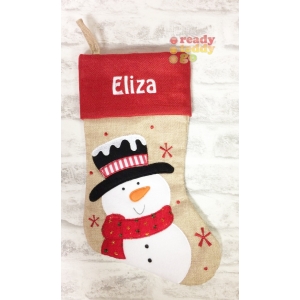 Hessian Snowman Christmas Stocking