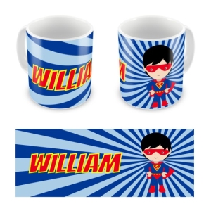 Personalised Children's 10oz Mugs / Cups - Any Kids Name Superhero Boy Mug