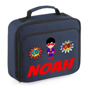 Personalised Superhero Boy Printed Kids Children's School Lunch Box Cooler Bag