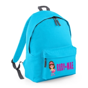 Personalised Superhero Girl Any Name Printed Kids Children's School Nursery Backpack Rucksack Bag