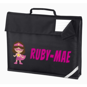 Personalised Superhero Girl Any Name Printed Kids Children's School Nursery Book Bag