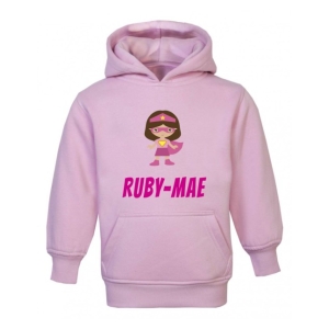 Superhero Girl Any Name Childrens Hoodie