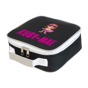 Personalised Superhero Girl Any Name Printed Kids Children's School Lunch Box Cooler Bag