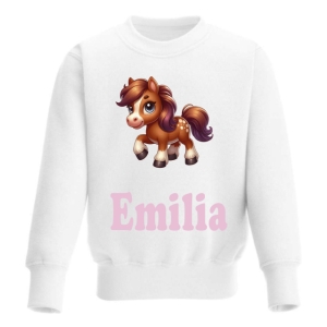 Cute Horse Any Name Childrens Sweatshirt / Jumper