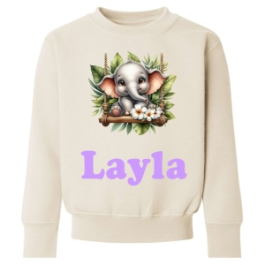 Elephant on Swing Any Name Childrens Sweatshirt / Jumper