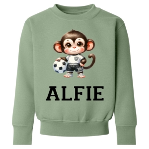 Monkey Footballer Any Name Childrens Sweatshirt / Jumper