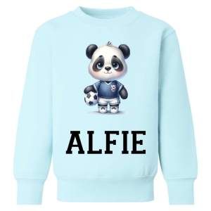 Panda Footballer Any Name Childrens Sweatshirt / Jumper