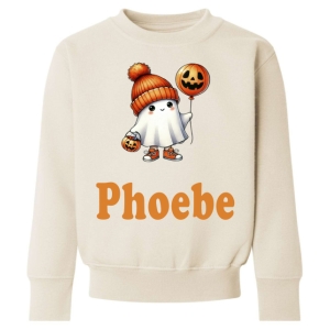 Halloween Cute Ghost Pumpkin Any Name Childrens Sweatshirt / Jumper