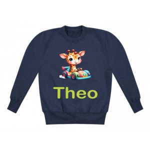 Giraffe in Race Car Any Name Childrens Sweatshirt / Jumper