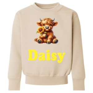 Highland Cow Sunflower Any Name Childrens Sweatshirt / Jumper