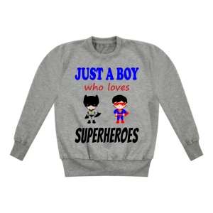 Just a Boy who loves SUPERHEROES Childrens Sweatshirt / Jumper