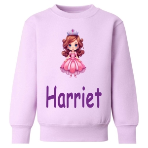 Pink Princess Crown Any Name Childrens Sweatshirt / Jumper