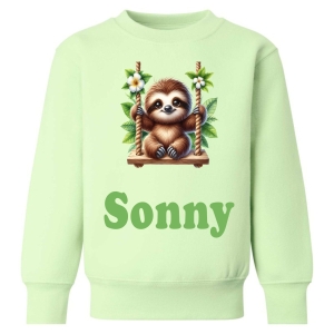 Sloth on Swing Any Name Childrens Sweatshirt / Jumper
