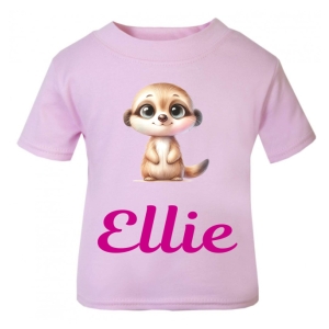 Cute Meerkat Any Name Childrens Printed T-Shirt