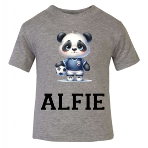 Panda Footballer Any Name Childrens Printed T-Shirt