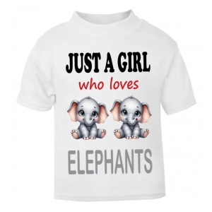 Just a Boy / Girl who loves ELEPHANTS Childrens Printed T-Shirt