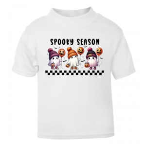 Halloween Spooky Season Ghosts Any Name Childrens Printed T-Shirt