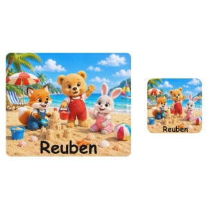 Personalised Children's PU Leather Effect Printed Placemat & Coaster Set - Any Kids Name - Unicorns Design