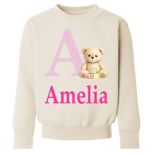 Any Initial Name Teddy Bear Alphabet Blocks Childrens Sweatshirt / Jumper