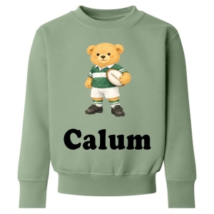 Teddy Bear Rugby Player Any Name Childrens Sweatshirt / Jumper