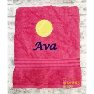 Personalised Bath Towels For Kids - Embroidered Name + TENNIS BALL Design