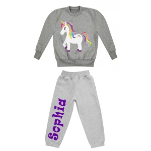 Unicorn Any Name Childrens Tracksuit