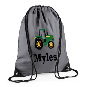 Personalised Tractor Any Name Printed Kids Children's School Nursery Drawstring Bag