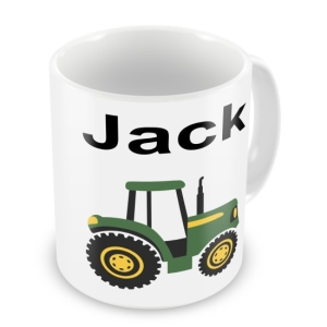 Personalised Children's 10oz Mugs / Cups - Any Kids Name Tractor Design