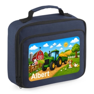 Personalised Tractor Scene Printed Kids Children's School Lunch Box Cooler Bag